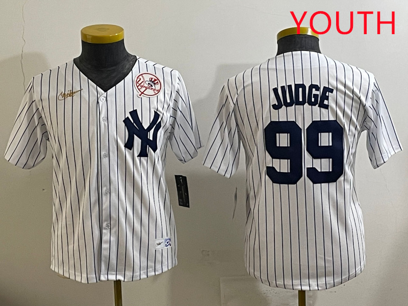 Youth New York Yankees 99 Judge White 2025 Nike MLB jersey style 2